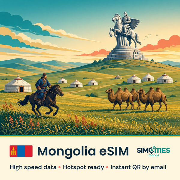 Mongolia eSIM – high speed travel data, hotspot ready – SIMCITIES