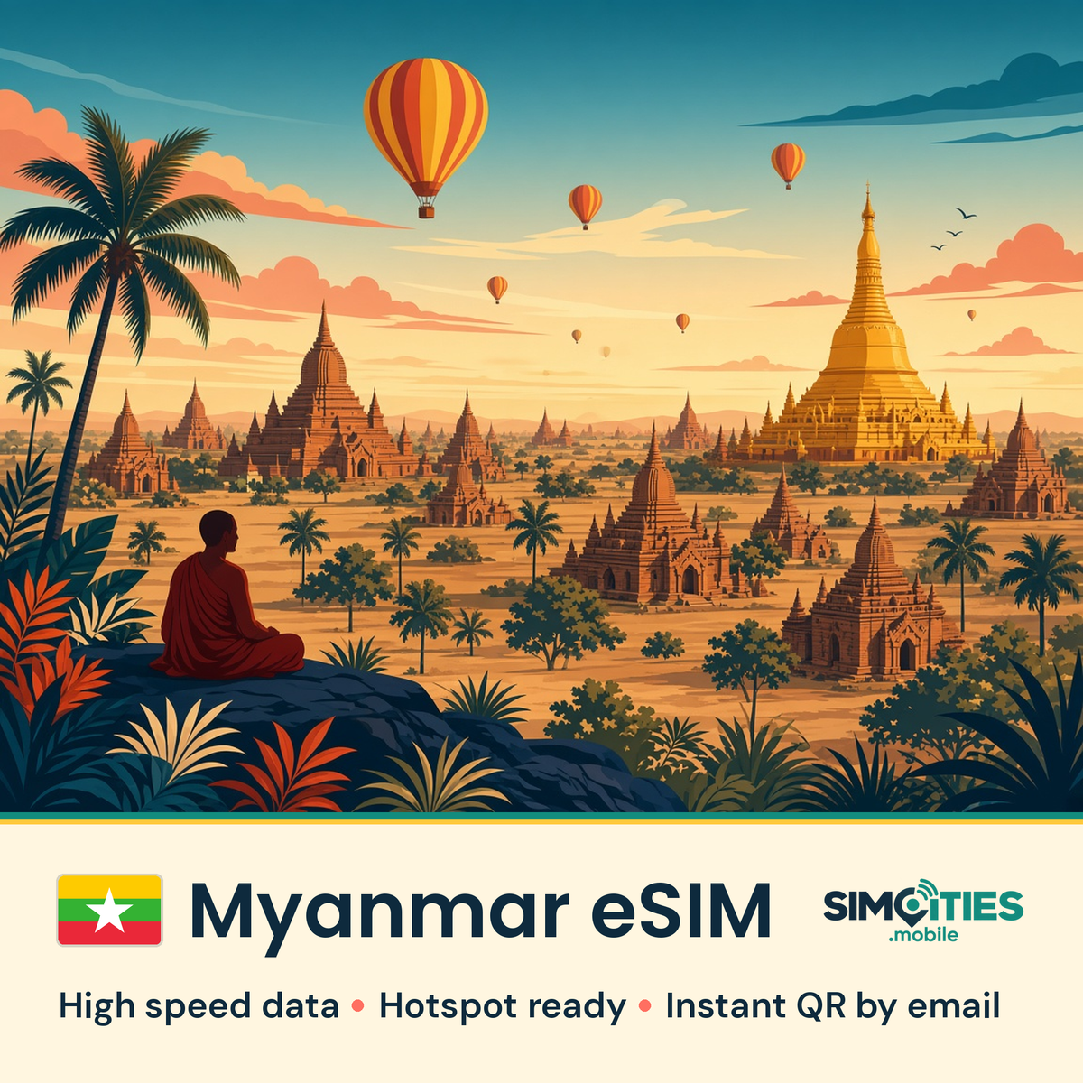 Myanmar eSIM – high speed travel data, hotspot ready – SIMCITIES