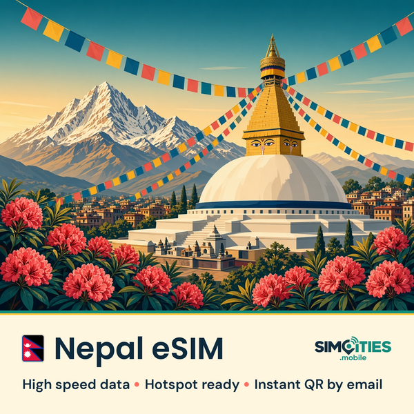Nepal eSIM – high speed travel data, hotspot ready – SIMCITIES