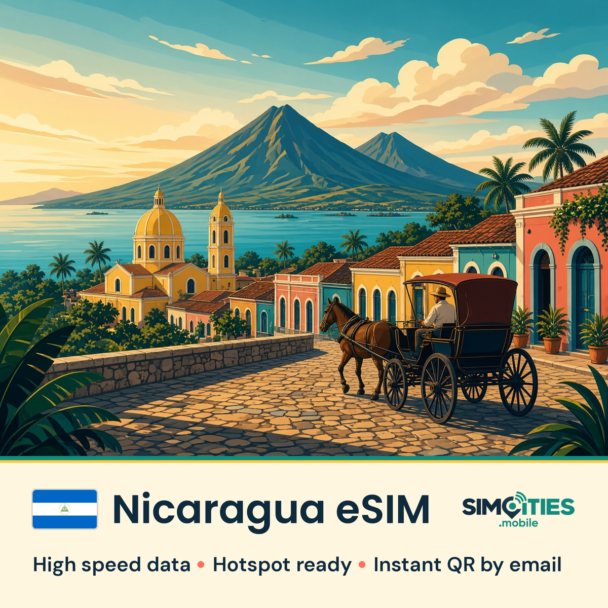 Nicaragua eSIM – high speed travel data, hotspot ready – SIMCITIES