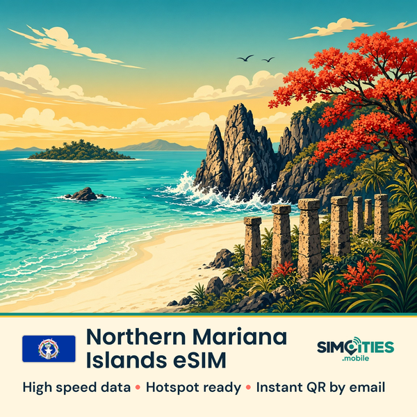 Northern Mariana Islands eSIM – high speed travel data, hotspot ready – SIMCITIES