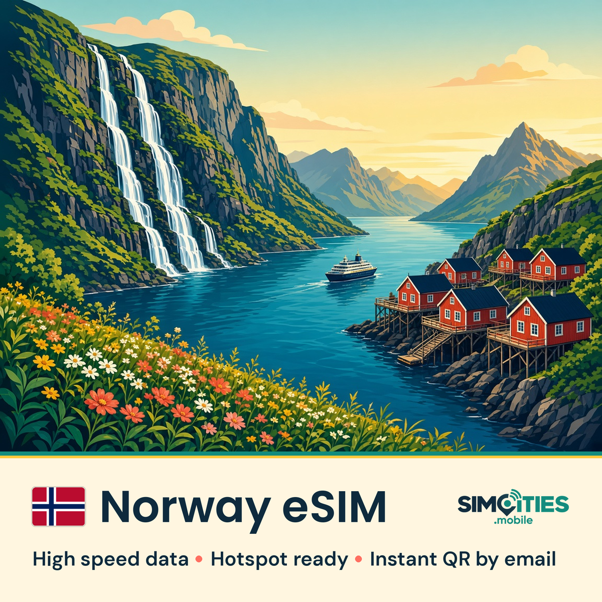 Norway eSIM – high speed travel data, hotspot ready – SIMCITIES