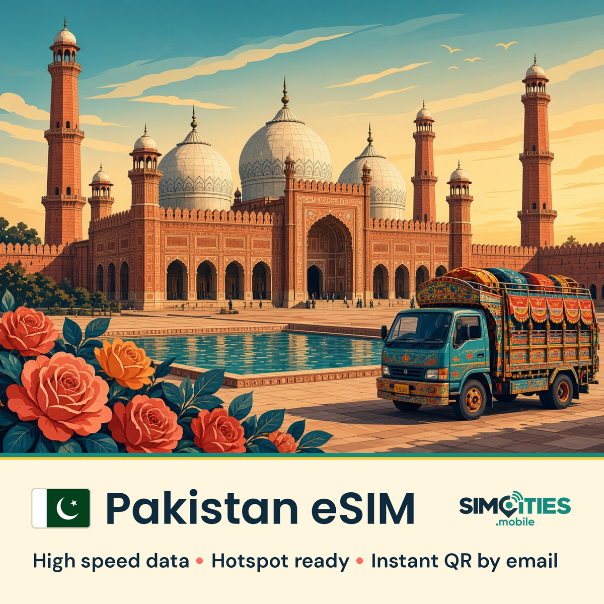 Pakistan eSIM – high speed travel data, hotspot ready – SIMCITIES
