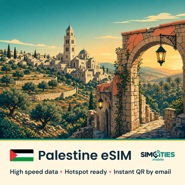 Palestine eSIM – high speed travel data, hotspot ready – SIMCITIES