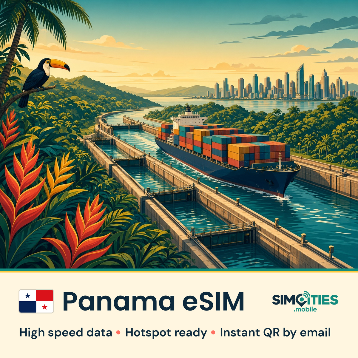 Panama eSIM – high speed travel data, hotspot ready – SIMCITIES