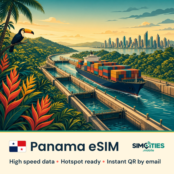 Panama eSIM – high speed travel data, hotspot ready – SIMCITIES