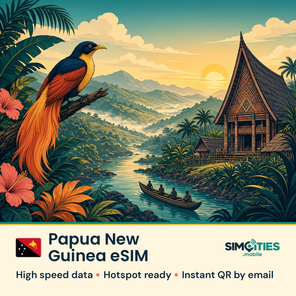 Papua New Guinea eSIM – high speed travel data, hotspot ready – SIMCITIES