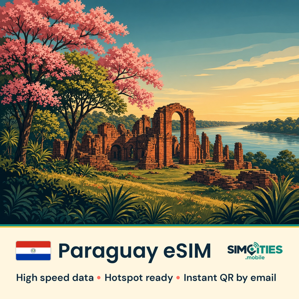 Paraguay eSIM – high speed travel data, hotspot ready – SIMCITIES