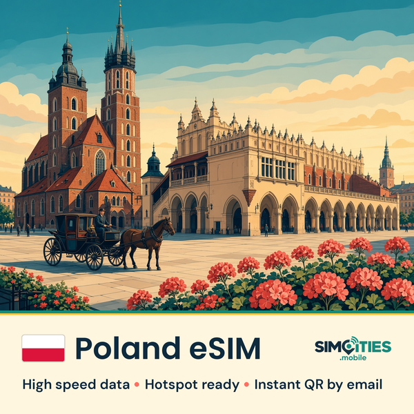 Poland eSIM – high speed travel data, hotspot ready – SIMCITIES