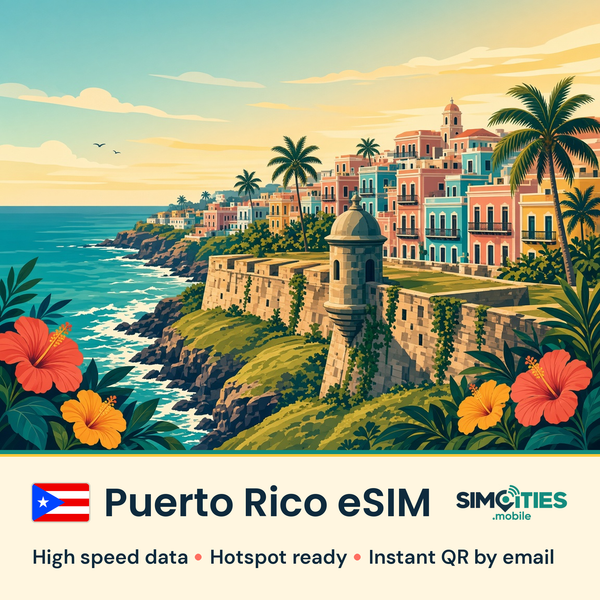 Puerto Rico eSIM – high speed travel data, hotspot ready – SIMCITIES