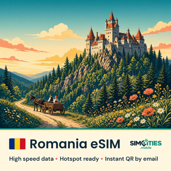 Romania eSIM – high speed travel data, hotspot ready – SIMCITIES