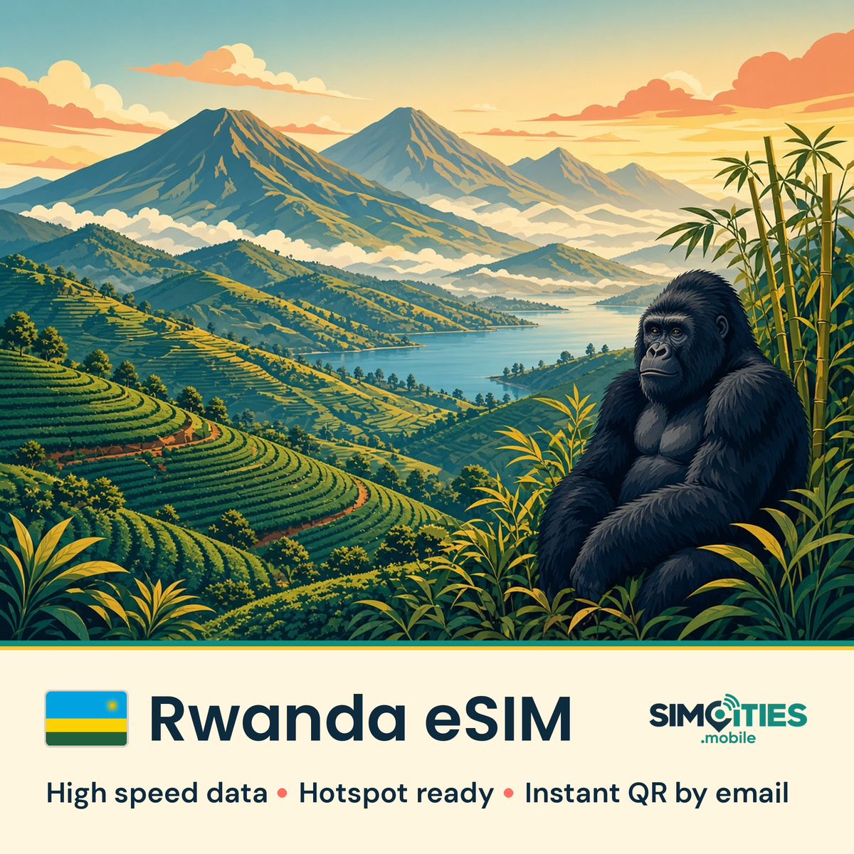Rwanda eSIM – high speed travel data, hotspot ready – SIMCITIES