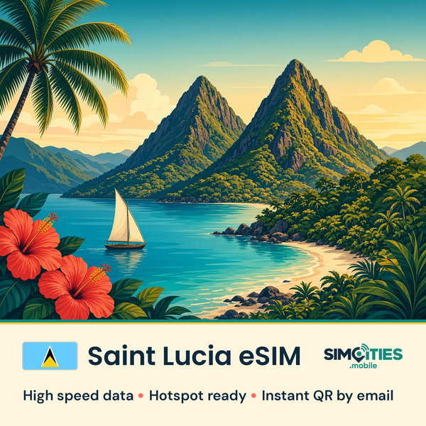 Saint Lucia eSIM – high speed travel data, hotspot ready – SIMCITIES