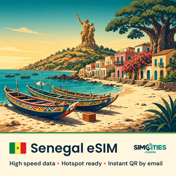 Senegal eSIM – high speed travel data, hotspot ready – SIMCITIES