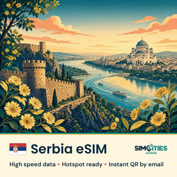 Serbia eSIM – high speed travel data, hotspot ready – SIMCITIES