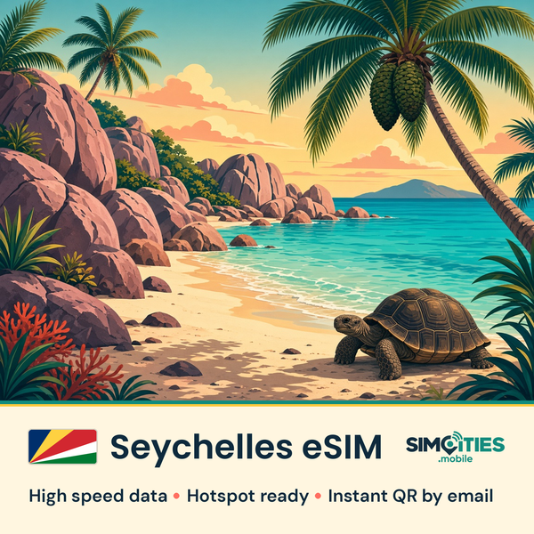 Seychelles eSIM – high speed travel data, hotspot ready – SIMCITIES