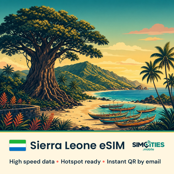 Sierra Leone eSIM – high speed travel data, hotspot ready – SIMCITIES