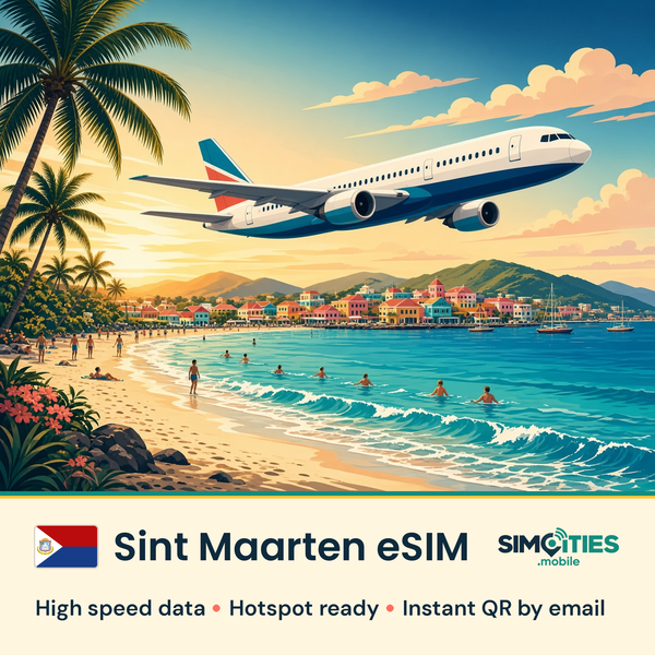 Sint Maarten eSIM – high speed travel data, hotspot ready – SIMCITIES