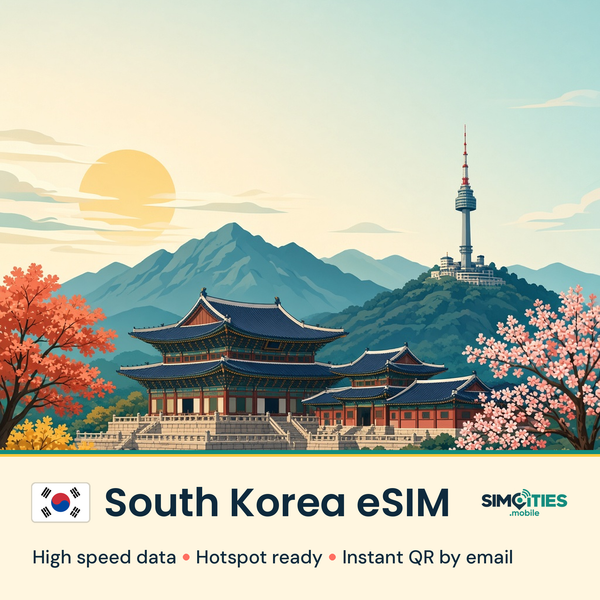 South Korea eSIM – high speed travel data, hotspot ready – SIMCITIES