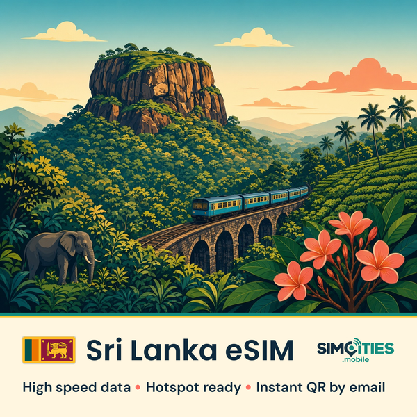 Sri Lanka eSIM – high speed travel data, hotspot ready – SIMCITIES