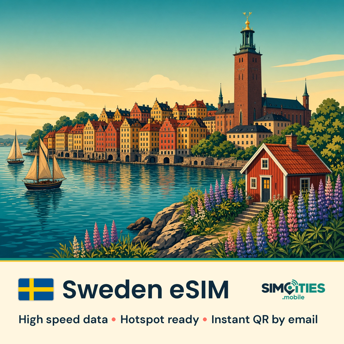 Sweden eSIM – high speed travel data, hotspot ready – SIMCITIES