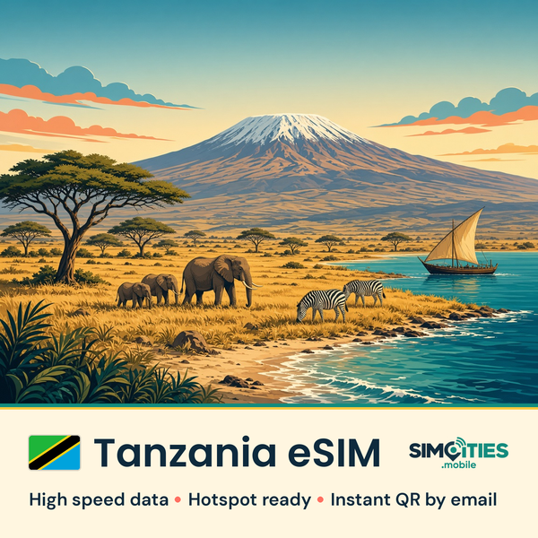 Tanzania eSIM – high speed travel data, hotspot ready – SIMCITIES