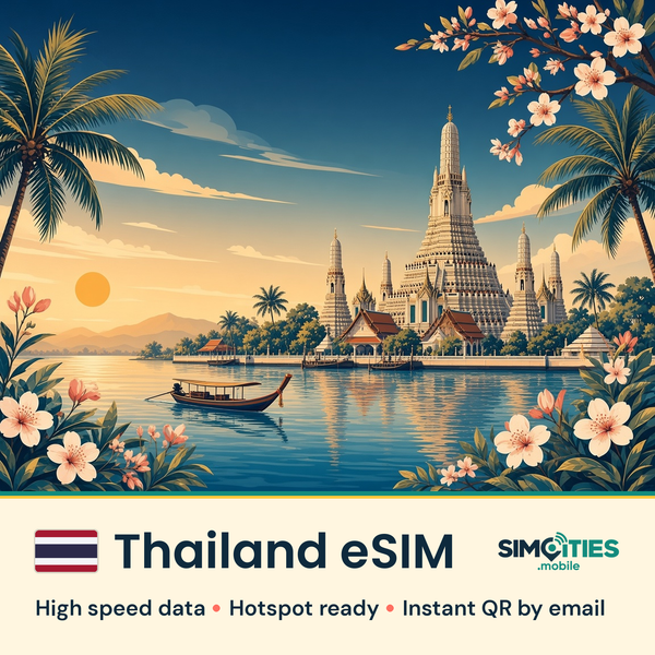 Thailand eSIM – high speed internet, hotspot ready | SIMCITIES