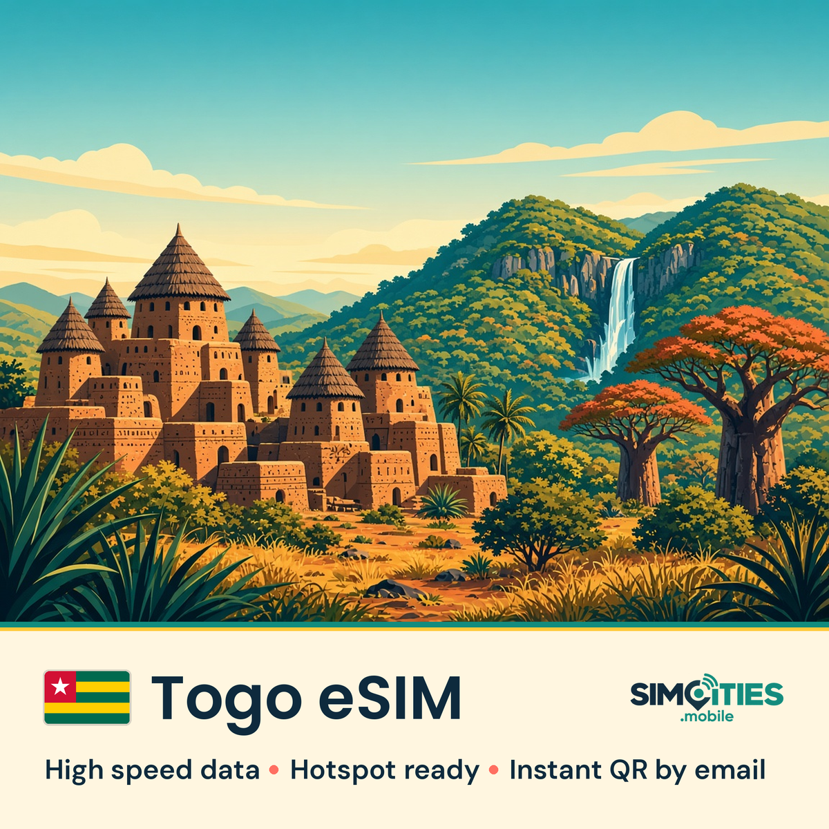 Togo eSIM – high speed travel data, hotspot ready – SIMCITIES