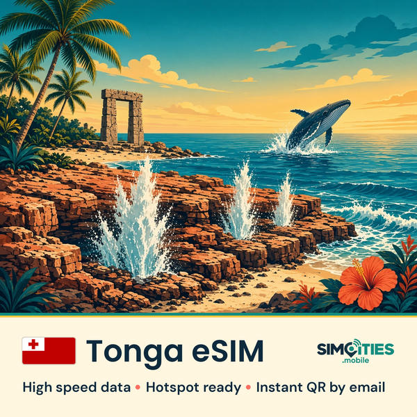 Tonga eSIM – high speed travel data, hotspot ready – SIMCITIES