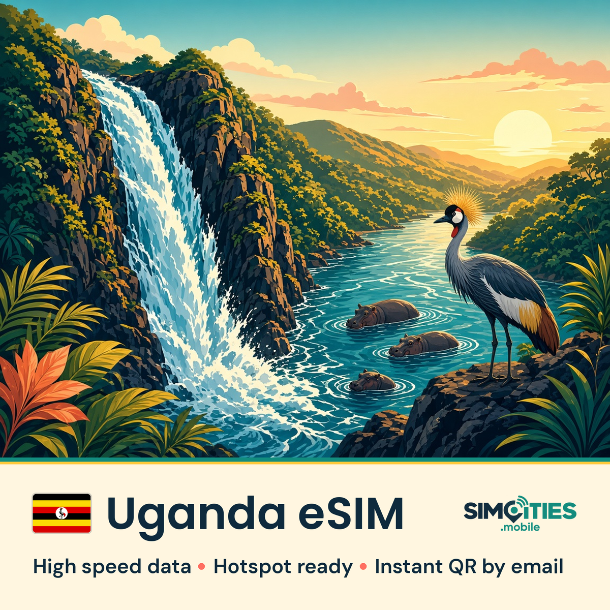 Uganda eSIM – high speed travel data, hotspot ready – SIMCITIES