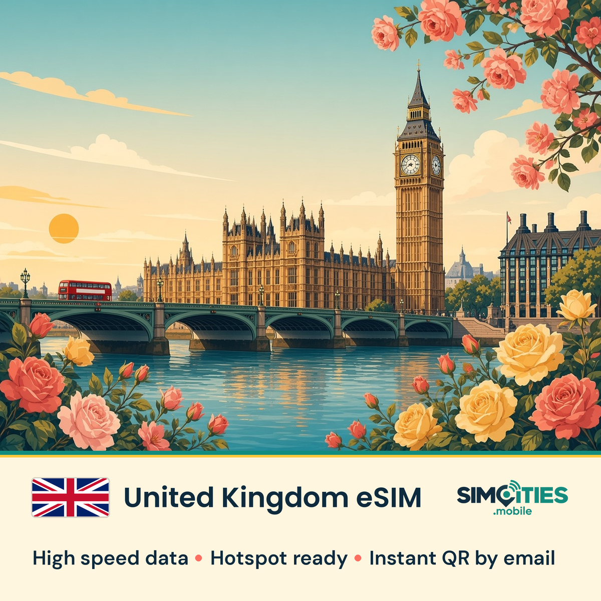 United Kingdom eSIM – high speed travel data, hotspot ready – SIMCITIES