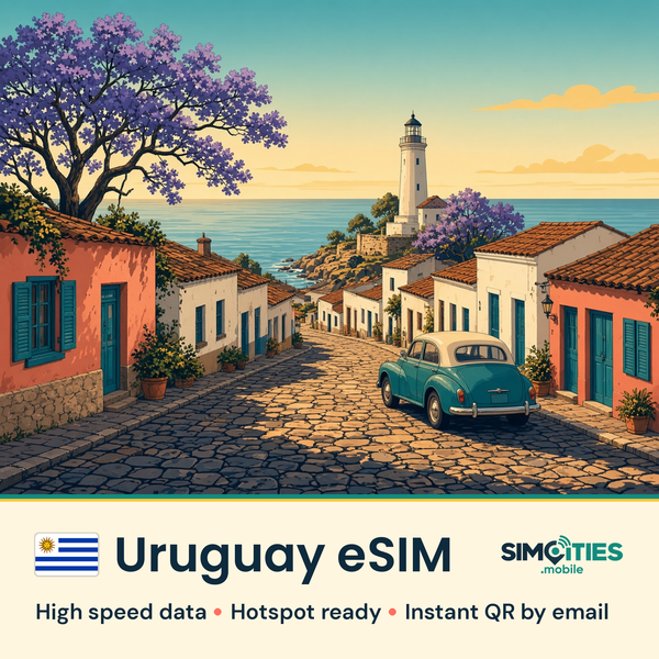 Uruguay eSIM – high speed travel data, hotspot ready – SIMCITIES
