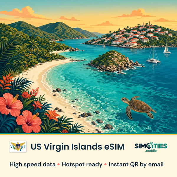 US Virgin Islands eSIM – high speed travel data, hotspot ready – SIMCITIES