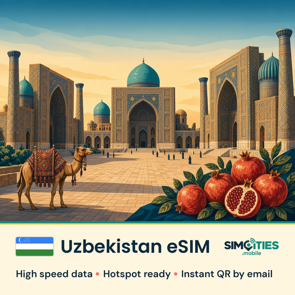 Uzbekistan eSIM – high speed travel data, hotspot ready – SIMCITIES