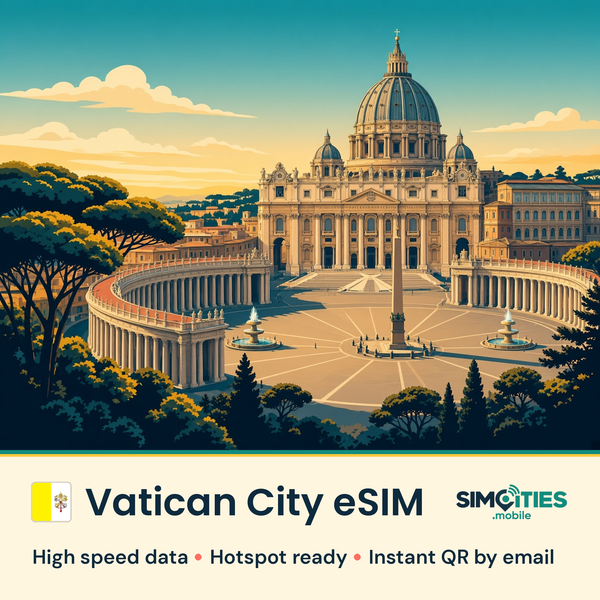 Vatican City eSIM – high speed travel data, hotspot ready – SIMCITIES