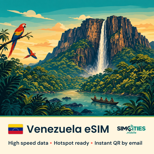 Venezuela eSIM – high speed travel data, hotspot ready – SIMCITIES