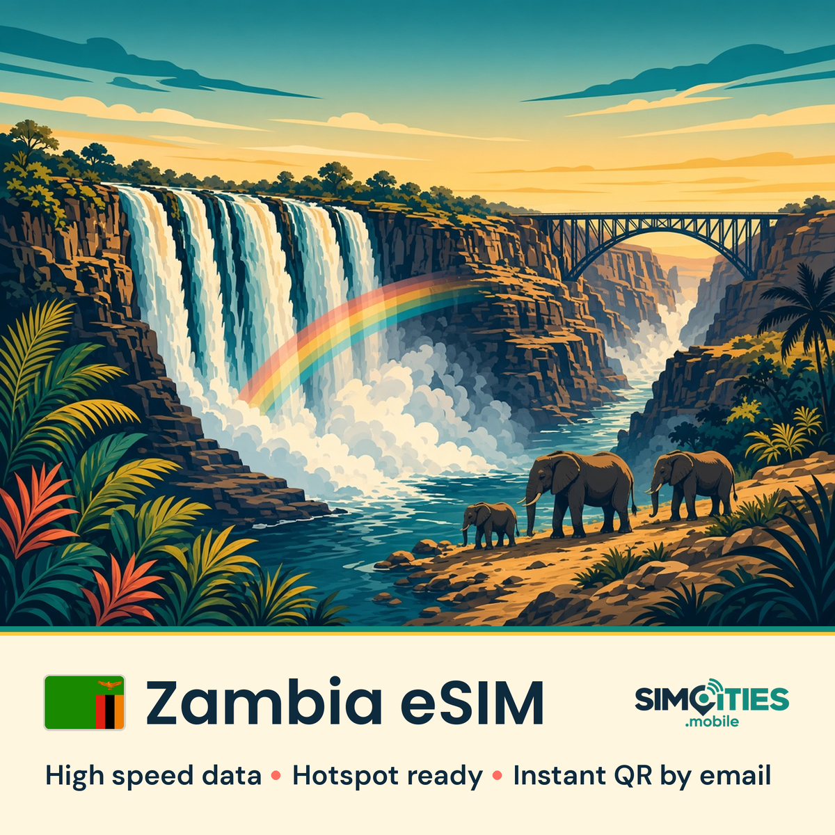 Zambia eSIM – high speed travel data, hotspot ready – SIMCITIES